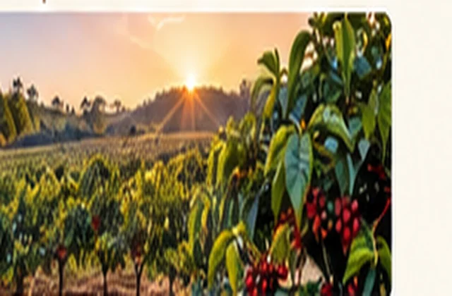 Plantação de café ao pôr do sol na zona rural de Altinópolis